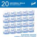 Scott Professional Standard Roll Toilet Paper, Bulk (13607), 2-Ply, Elevated Design, White, Individually Wrapped, Compact for Easy Storage (20 Rolls of 550 Sheets, 11,000 Sheet Total)