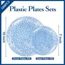 Rubtlamp 100 Pcs Blue Plastic Plates,Heavy Duty plastic Plates,Fancy Blue Disposable Plates, Hammered Plastic plates Include 50 Pcs Dessert Platos, 50 Pcs Dinner Platos for Party