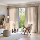 jinchan Extra Wide Sliding Door Curtain 90 Inch Length Taupe Linen Curtains Semi Sheer Drapes for Patio Door Living Room Bedroom Home Office Light Filtering Drapes 100 Inches Wide 1 Panel