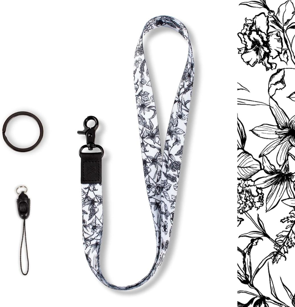 Lanyard ID Badge, Key & Teacher Lanyard - Cute & Cool Design for Women, Office, Cruise Ship, Staff, Students - Detachable Keyring for ID Card, Car Key, Name Tag, Credit Cards, Wallet, Phones (Black) (Kamt 018)