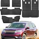 All Weather Floor Mats for Honda Pilot 2016-2022 (Only for 8 Seater), Front 2nd 3 Row Backseat Floor Liners & Trunk Mats Custom Fit for LE/EX/EXL/Touring, Heavy Duty Car Black Accessories