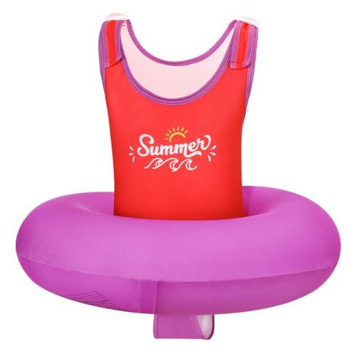 HeySplash Toddler Swim Vest for Age 3-6, Swim Trainer Vests with Adjustable Strap fit for Boys Girls 29-55lbs, Children Swimsuit, Floating Tubes Swim Jackets, Beginner Learn to Swim, Purple + Red