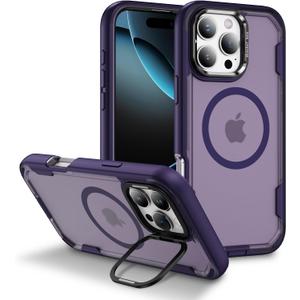 Korecase Magnetic for iPhone 16 Pro Case 6.3" [Compatible with Magsafe] Military-Grade Drop Proof Double Protection Bumper Phone Case Cover for iPhone 16Pro Frosted Purple