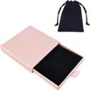 Quacc Small Jewelry Gift Box and Velvet Bag, Necklace Bracelet Earring Cardboard Organizer Square Jewellery Gift Box Pendent Storage Case for Birthday Xmas Christmas Wrapping (Pink)
