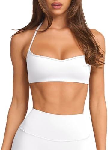 LASLULU Womens Adjustable Spaghetti Straps Sports Bra Sweetheart Neck Wireless Padded Workout Yoga Crop Tops.S