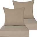 22x24 Outdoor Cushions,Outdoor Deep Seat Cushion Set,Olefin Fabric Patio Furniture Cushions,Deep Seat Bottom and Back Cushion for Chair,Sofa, and Couch,Tan (Set of 2 Seats,2 Backs)