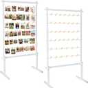Collage Picture Frame,Photo Display Board with Clips,Wood Pictures Photos Frames With Stand for Wedding Graduation Party Birthday Greeting Letter Christmas Cards Holder Organizer,2PCS,53",White, Standing 2PCS
