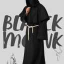 Spooktacular Creations Adult Medieval Hooded Monk Cloak Renaissance Priest Robe Halloween Costume (XX-Large, Black)