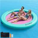 Water Hammock Inflatable Floating Dock, Round Floating Ring Lake Floats for Adults, Heavy Duty Pool Float Raft for Ocean and Lake, 6/8/10/12FT