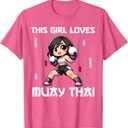 This Girl Loves Muay Thai, Funny Muay Thai, Girls Kids T-Shirt, M, Pink Heather