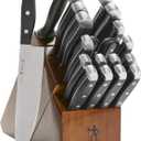 HENCKELS Statement Razor-Sharp 20-Piece Knife Set, Chef, Bread, German Engineered Knife Informed by over 100 Years of Mastery, Brown Block