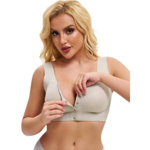 Nursing Bras for Breastfeeding, Low-Impact Nursing Sports Bra Support Maternity Pregnancy Padded Wireless Bra (Large Plus Tall, Light Green)