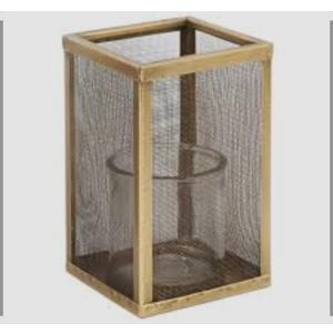 Honeybloom Metal Mesh Pillar Candle Holder 10 in
