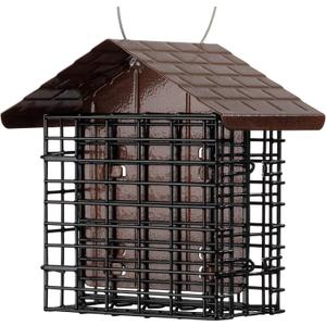 More Birds Double Suet Feeder with Weather Guard, 6.5" L X 4.25" W X 7.25" H, Brown