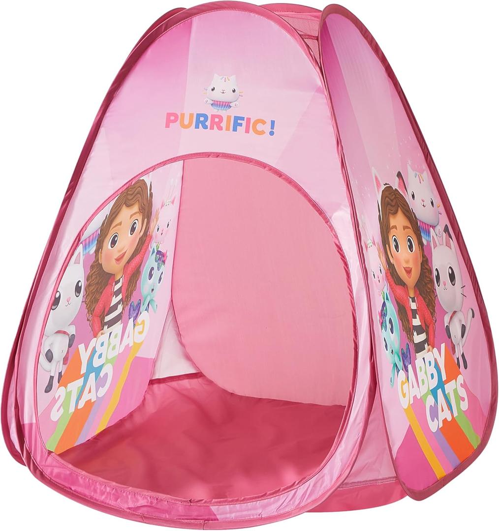 Gabbys Dollhouse Collapsible Pop Up Play Tent for Kids, 28" W x 28" L x 30" H, Ages 3+