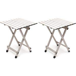 SUNNYFEEL Folding Camping Table - Lightweight Aluminum Portable Picnic Table, 18.5L x 18.5W x 24.5H Inch for Cooking, Beach, Hiking, Travel, Fishing, BBQ, Indoor Outdoor Small Foldable Camp Tables