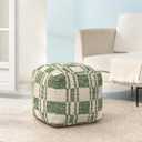 Anji Mountain Pouf Ottoman Foot Rest, Handmade Ottoman Pouf, Comfortable Foot Stool, Decorative Floor Seating for Living Room Decor, Bedroom & Home Dcor Accent - Green, 20"D x 20"W x 20"H