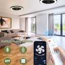 2-in-1 Low Profile Ceiling Fan with Light, 20 Caged Safety Design for Kids - RGB Color, Smart APP/Remote Control, Quiet Flush Mount DC Motor, Ideal for Bedroom/Living Room/Kitchen, Black