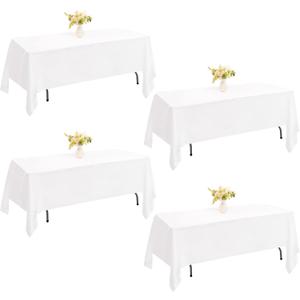 4 Pack Rectangle Tablecloth 60x102 Inch White Washable Polyester Table Cover for Wedding Dining Table Buffet Parties Banquet DecorationWhite