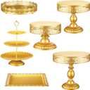 6Pcs Gold Cake Stand Set, Dessert Table Display Set, Cupcake Stand combo, Metal Serving Platters for Wedding, Party, Anniversary, Baby Shower, Gift (6-Pieces)