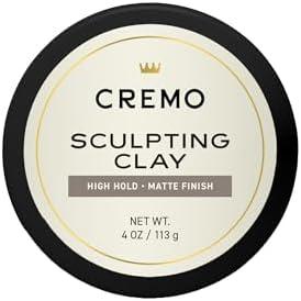 Cremo Mens Hair Clay, Premium Barber Grade Sculpting Clay for Hair Styling, High Hold, Matte Finish, 4 Oz