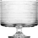 MDLUU Glass Trifle Bowl with Pedestal, 3.43qt Footed Dessert Stand, Vintage Centerpiece Bowl for Layered Cakes, Fruits, Salad (Raindrop Pattern)