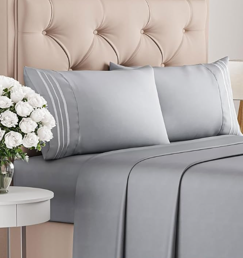 King Size 4 Piece Sheet Set  Comfy Breathable & Cooling Bed Sheets Set  Hotel Luxury Bedding for Women, Men, Kids, Teens, Boys & Girls  Deep Pockets, Soft and Wrinkle Free  OekoTex  Steel Blue