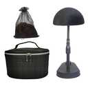 FASHION DO Deluxe Wig Travel Box or Makeup Case Compact Durable in Black and adjustable velvet styrofoam wig head holder with suction cup (Wcase-5)