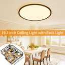 Flush Mount Ceiling Light with Night Light, 19in LED Ceiling Lights with Remote Control, 1800K Nightlights & 3000-6500K Dimmable Lamp Fixture, 45W 4500LM Low Profile for Bedroom, Black