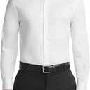 Men's Dress Shirt Slim Fit Ultra Wrinkle Free Flex Collar Stretch M