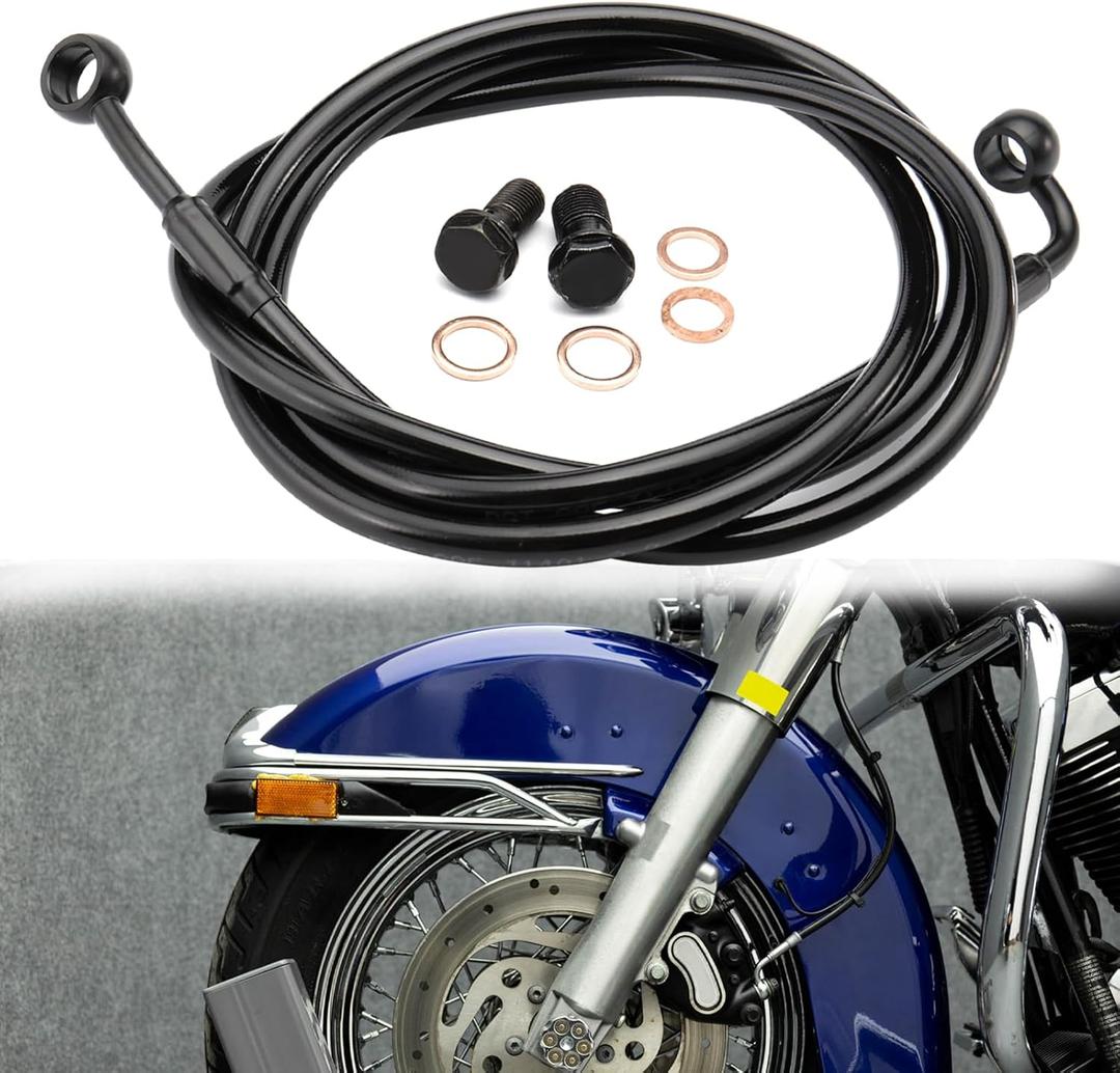 TIGERSGATE Touring Brake Line 16"" Ape Hanger Extended Front Brake Cable Black Vinyl Stainless Steel Braided for 1997-2013 Non-ABS Electra Glide/Street Glide/Road Glide/Road King