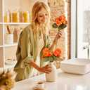 6 Bundles Artificial Fall Flowers Faux Mums,UV Resistant Fake Flowers Silk Flowers Fake Mums for Fall Decor Outdoor Indoor Table Centerpiece Kitchen Pot Porch Wedding Garden Cemetery Autumn