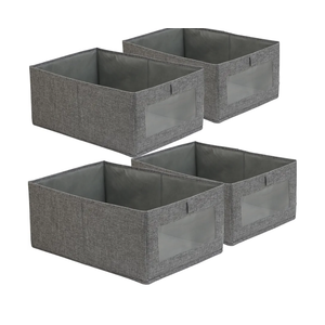 Fordonral 4 Pack Closet Organizers and Storage Bins, Storage Containers for Organizing Clothing, Jeans, Toys, Books, Shelves, Wardrobe - Closet Organizer, Large Storage Boxes Baskets with Window