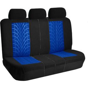 FH Group Car Seat Covers Rear Set Blue Premium Cloth - Universal Fit, Split Bench Rear Seat, Washable, for SUV, Sedan