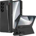 Miimall for Samsung Galaxy Z Fold 7 Case with S Pen Holder Slot [Military Grade Drop][Built-in Clear Screen & Invisible Kickstand] Slim Thin Protective Phone Case for Galaxy Z Fold 7 Cover Pen Black