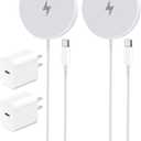 Magnetic Wireless Charger for Apple iPhone 17/16/15/14/13/12/11/AirPods, 2-Pack Fast Charging Long Cable 10ft Magnet Pad & 2-Pack Type-c Charger Block, White
