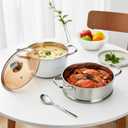 2 Tier Steamer Pot with Lid, 4 Quart Stainless Steel Food Steamer for Cooking, Multipurpose for Vegetable, Dumpling, Sauce, Pasta