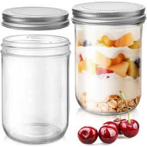 Showvigor 2 Pack Wide Mouth Mason Jars 16oz - Airtight Glass Canning Jars for Food Storage, Meal Prep, Overnight Oats, Pickling, Salad & Wedding Favors (Leak-Proof Lids)