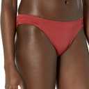 Amazon Essentials Women's Side Tab Bikini Swimsuit Bottom (Large, Brick Red)