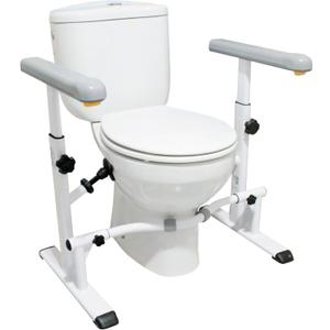 KMINA Toilet Safety Rails for Seniors, Heavy Duty Frame with Handles, Adjustable Height and Width, Handicap Grab Bars