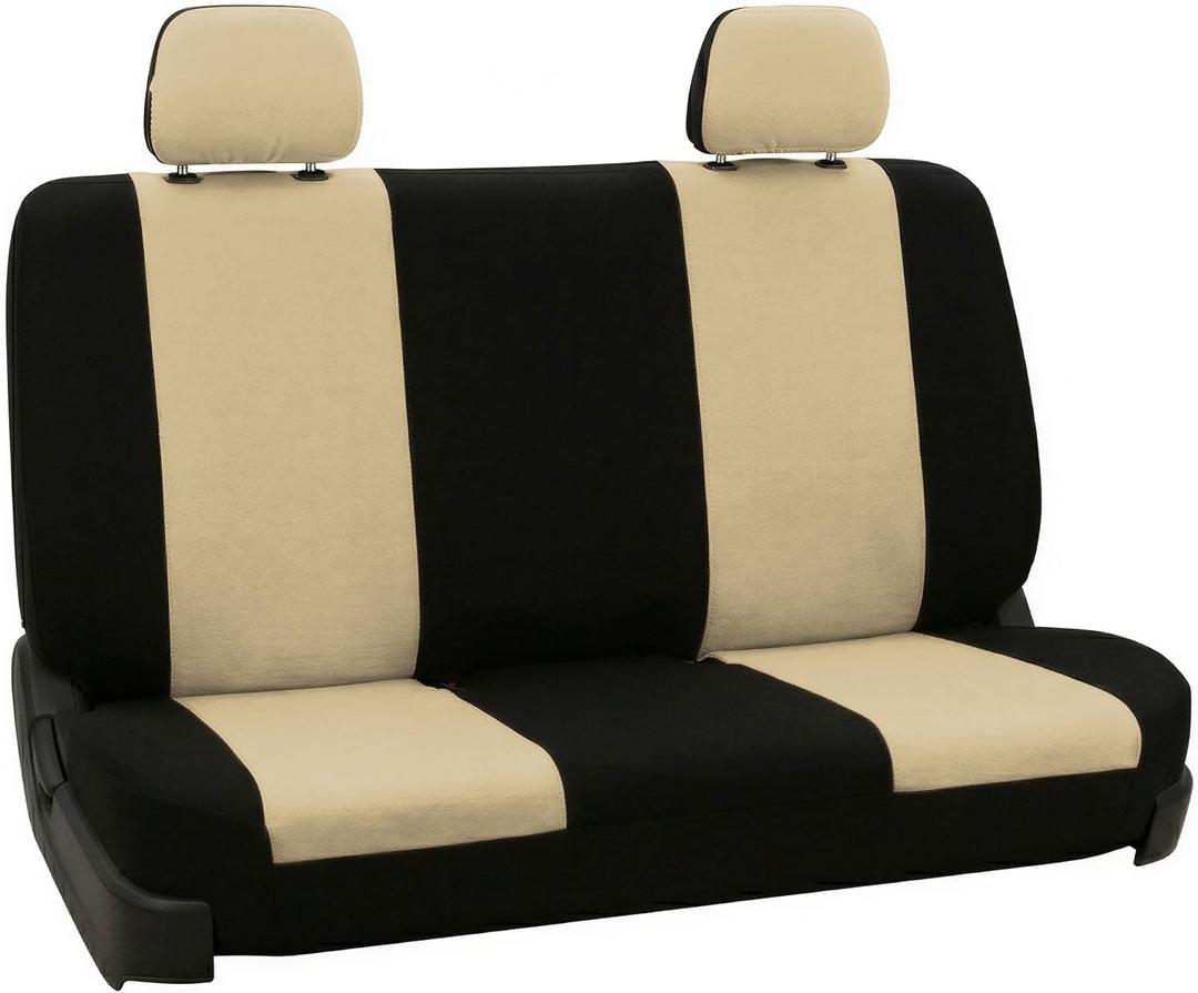 FH Group Car Seat Cover Rear Seat Cover for Back Seat Cloth - Universal Fit for Cars with Solid Bench, Beige Car Seat Protector for Dogs and Kids, Car Interior Accessories for SUV, Sedan and Van