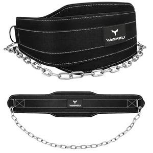 YAGHZU Dip Belt with Chain – Weighted Pull Up Belt, Dip Weight Belt, Weightlifting Belt for Pullups, Squats, and Dips, Belt Squat Attachment Ideal Weight Belt for Pullups, Weightlifting, and Gym Workouts (Black)