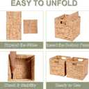 Water Hyacinth Storage Baskets 11x11x11 Inch Wicker Storage Cubes Set of 2Baskets,Handwoven Foldable Wicker Cubes with Sturdy Handles, Rustic Laundry Organizer for Bedroom Shelves, Kitchen, Bathroom