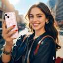 bicol for iPhone 13 Case with Screen Protector,Enhanced Camera Protection,Clear TPU Cover with Trendy Designs for Girls Women,Slim Fit Protective Phone Case,Pink Heart Ribbon Bow