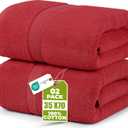 Utopia Towels Luxurious Jumbo Bath Sheet 2 Piece, 600 GSM, 35 by 70 Inches, 100% Ring Spun Cotton, Highly Absorbent and Quick Dry Extra Large Bath Towel, Super Soft Towel, Red