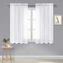 DWCN White Sheer Curtains Semi Transparent Voile Rod Pocket Curtains for Bedroom and Living Room, 52 x 45 inches Long, Set of 2 Panels