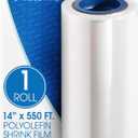 Spartan Industrial - 14" X 550' Polyolefin Centerfold Heat Shrink Wrap Roll - 80 Gauge Shrinkable Film for Packaging Books, Toys, Sporting Goods, Medical Supplies, and More