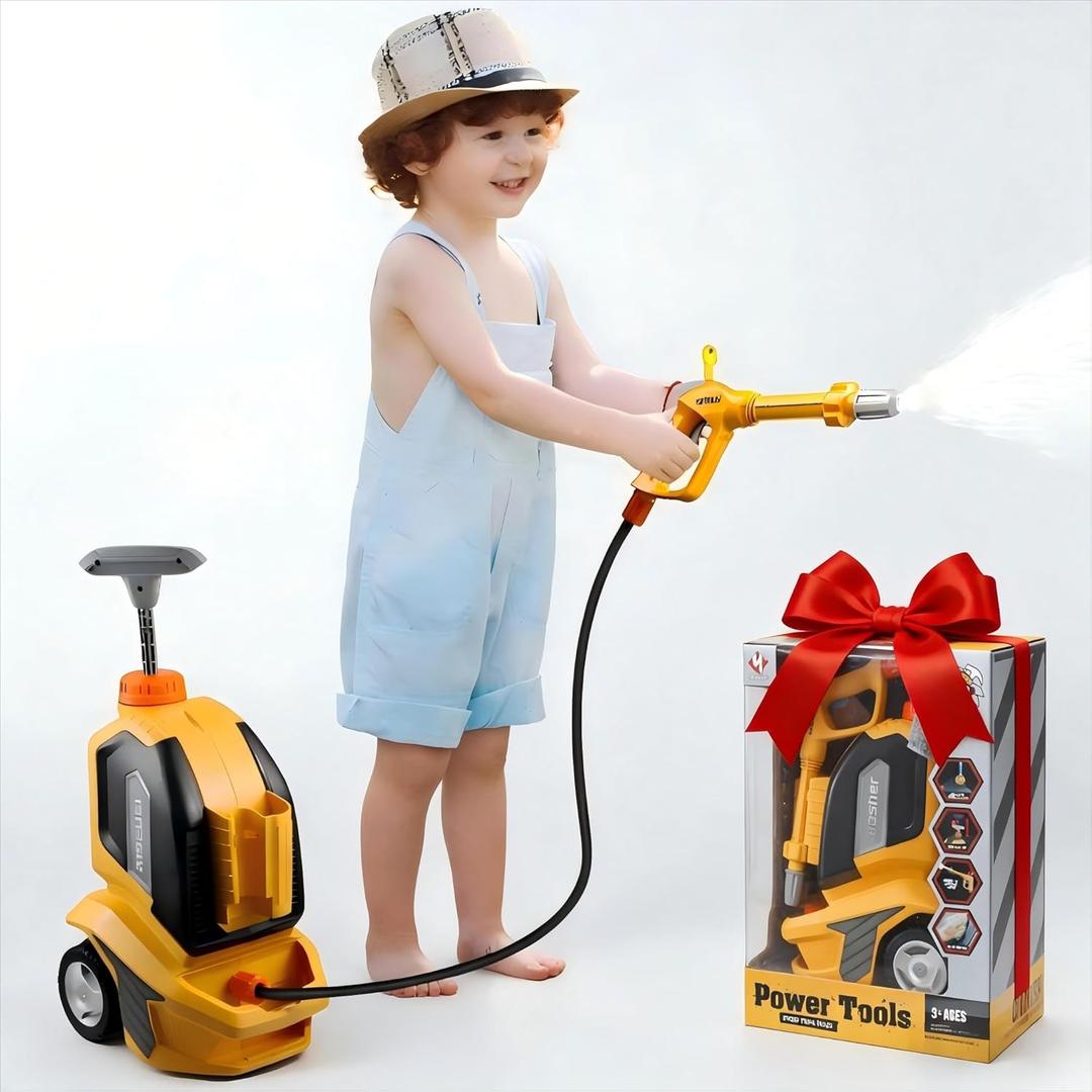 Kids Clean Car Wash Toy, Kids Power Washer, Toddler Cleaning Set Pretend Play Tools Role Playing Cleaning STEM Outdoor Toys Gift for Toddler Boys Girls Ages 3 4 5
