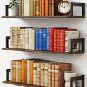 Harwaya Floating Book Shelves for Wall 3-Pack, 24 Inch Long Wall Mount Bookshelf for Bedroom, Rustic Farmhouse Wood Hanging Bookshelves for Living Room Office Books Plants (Dark Brown)