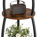 Small Round Side Table, 3-Tier End Table with Storage Shelf, Slim Coffee Table for Small Spaces, Industrial Sofa Table Used for Narrow Gaps in Living Room & Bedroom, Rustic Brown
